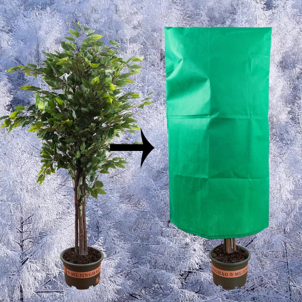 3-Pack Reusable Winter Plant Protection Covers with Drawstring for Outdoor Plants Fruit Trees Potted Plants, 80x120cm, Green - Image 3