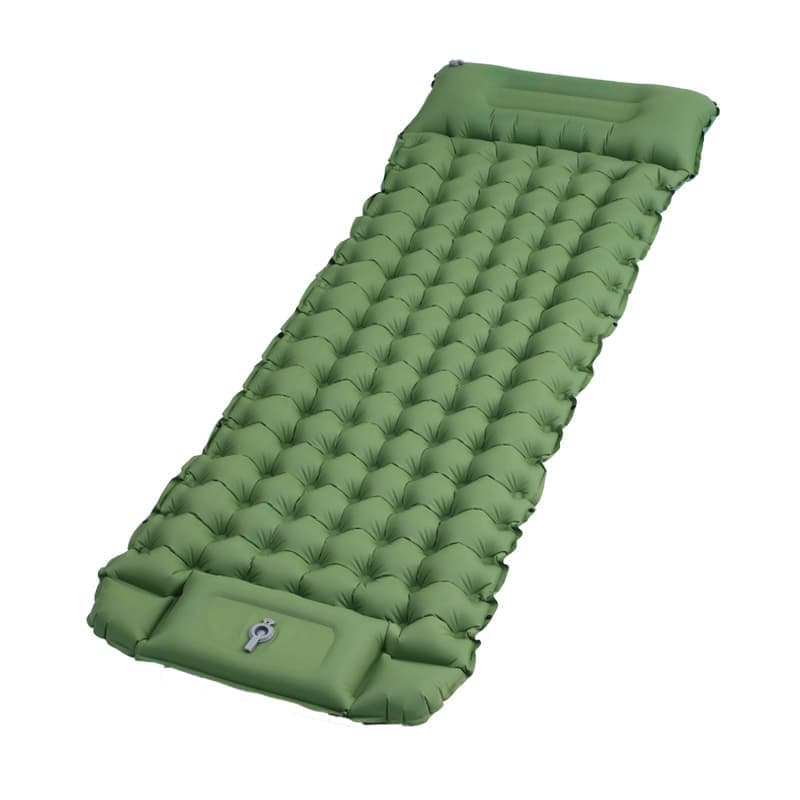 Self-inflating mattress 10cm, waterproof lightweight tear-resistant durable with foot pump for camping beach hiking, Green - Image 1