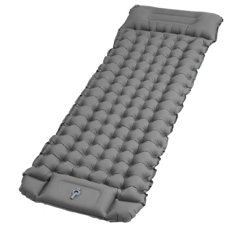 Self-inflating mattress for camping beach hiking, waterproof lightweight tear-resistant durable with foot pump, gray, 10cm - Image 1