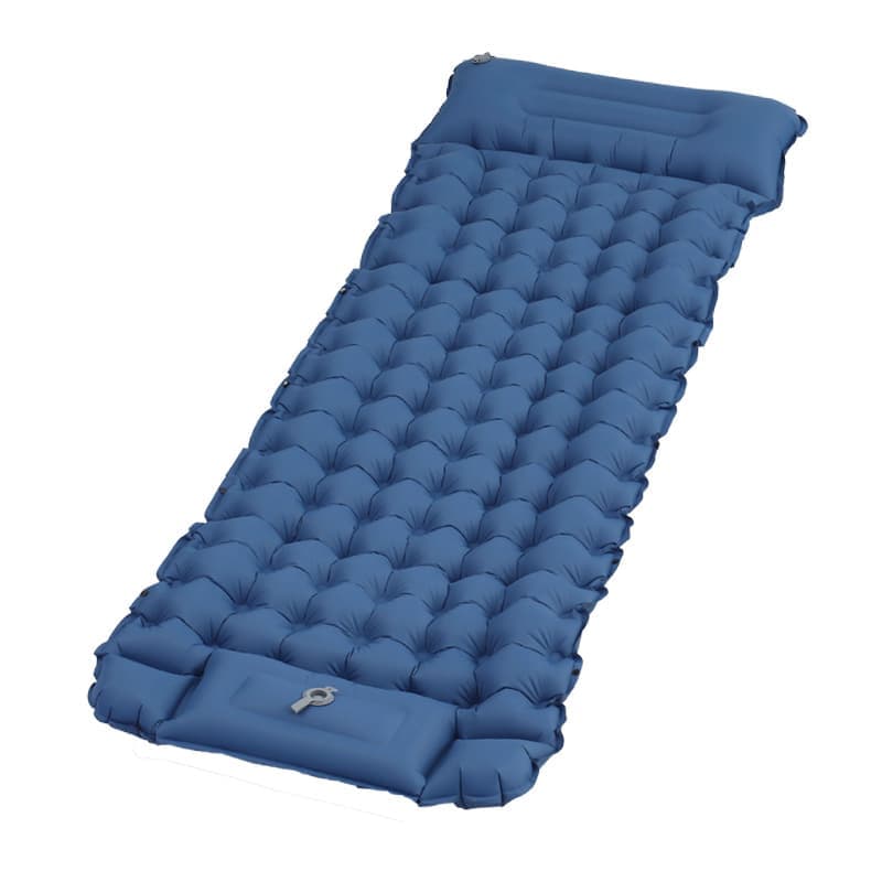 Self-inflating mattress 10cm, waterproof lightweight tear-resistant durable with foot pump for camping beach hiking, dark blue - Image 1