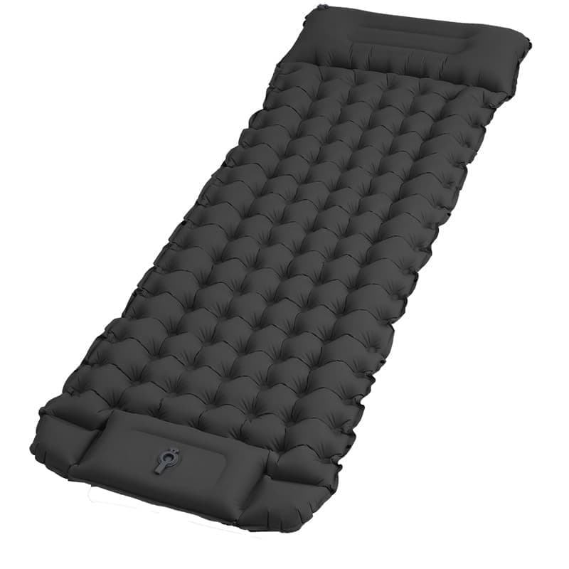 Self-inflating mattress Black, 10cm, waterproof lightweight tear-resistant durable with foot pump for camping beach hiking - Image 1