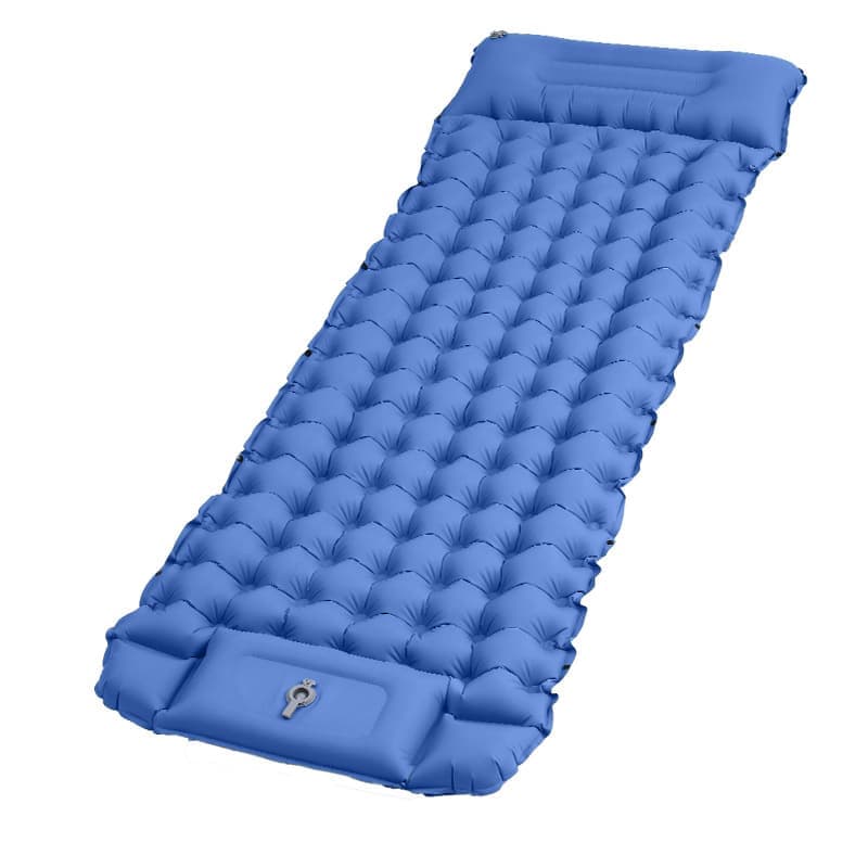 10cm Self-inflating Mattress, Blue, Waterproof Lightweight Tear-Resistant for Camping Beach Hiking with Foot Pump - Image 1