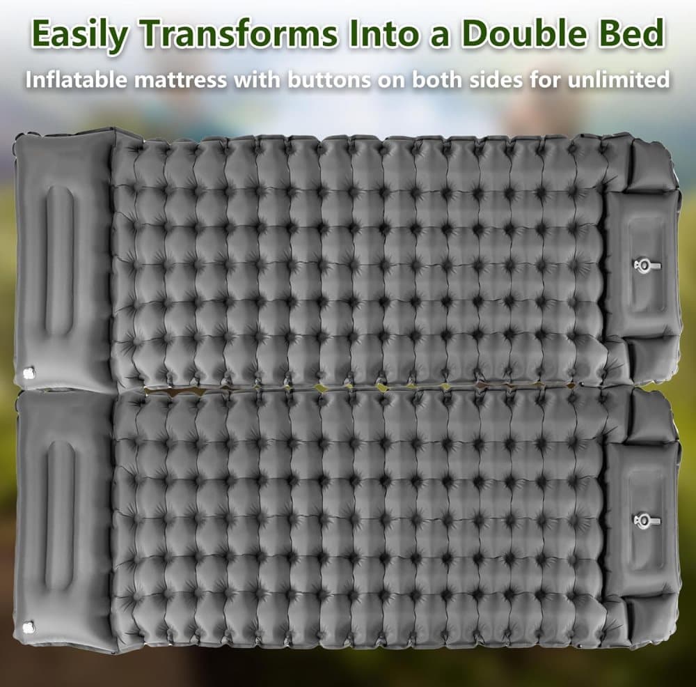 Self-inflating mattress for camping beach hiking, waterproof lightweight tear-resistant with foot pump, 10cm, Orange - Image 5