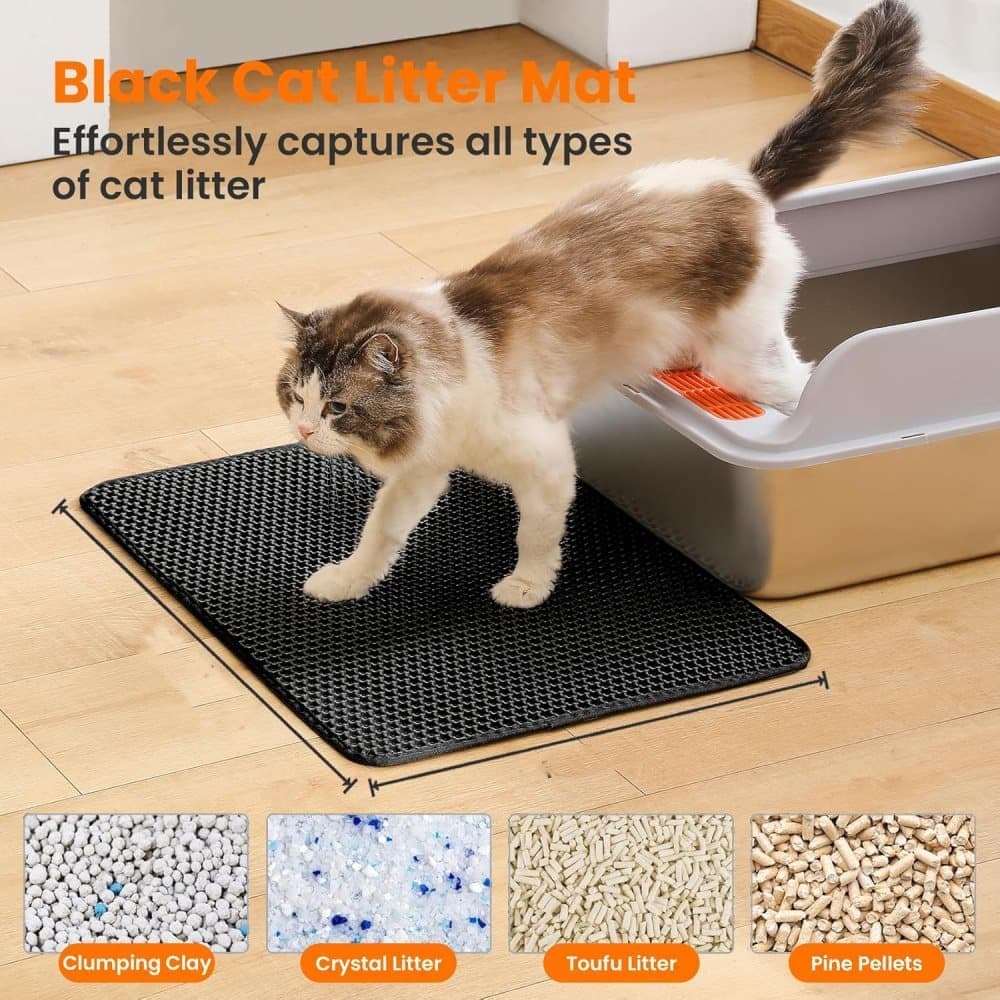 Double EVA Cat Litter Mat for Scattered Sand Control, Black, 45x60cm - Image 2