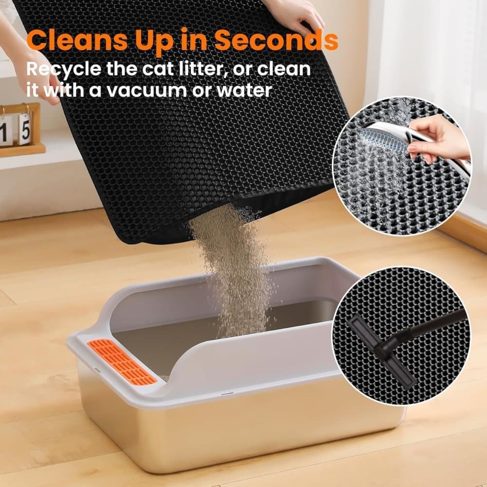 Double EVA Cat Litter Mat for Scattered Sand Control, Black, 45x60cm - Image 4