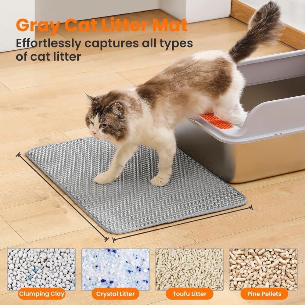 Gray Double EVA Cat Litter Mat, 45x60cm, Prevents Scattered Sand, Multiple Colors Available - Image 2