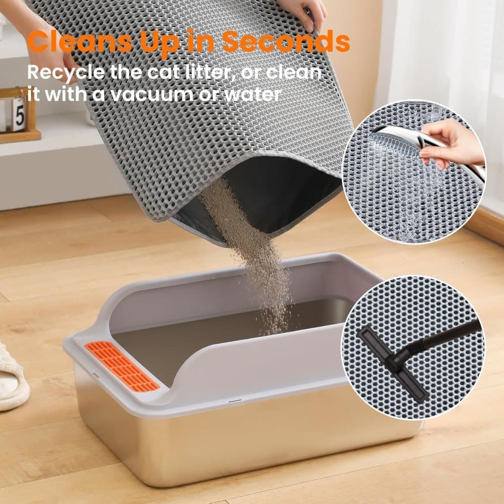 Gray Double EVA Cat Litter Mat, 45x60cm, Prevents Scattered Sand, Multiple Colors Available - Image 4