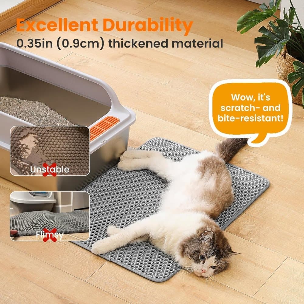 Gray Double EVA Cat Litter Mat, 45x60cm, Prevents Scattered Sand, Multiple Colors Available - Image 5