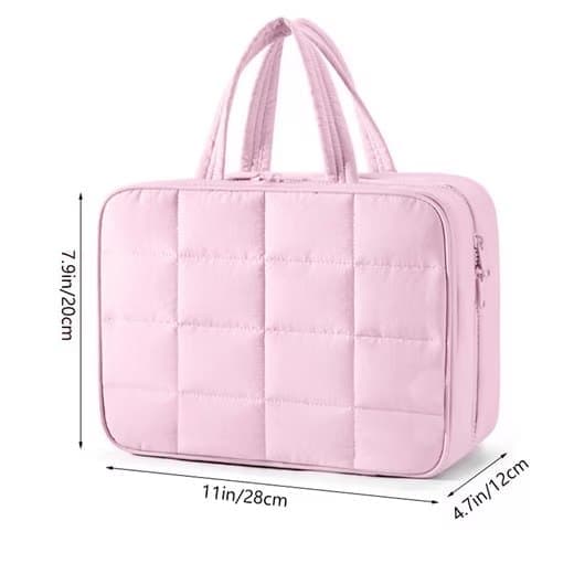 Hanging Travel Makeup Bag for Women with Jewelry Compartment, 28×12×20 cm, Beige - Image 6