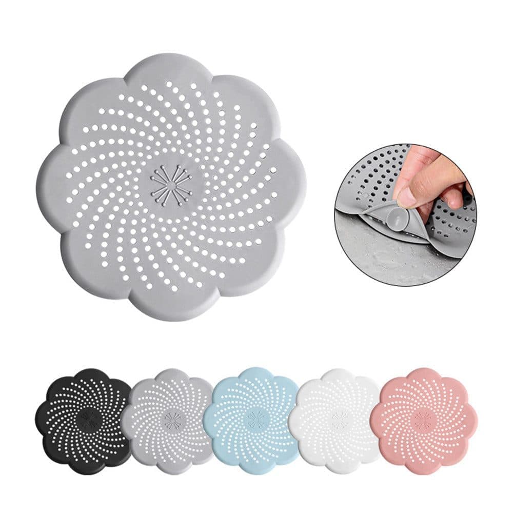 5-Pack Silicone Hair Trap Filter for Drain & Sink, Collects Debris and Food Residue, Compatible with Bathtub and Shower - Image 1