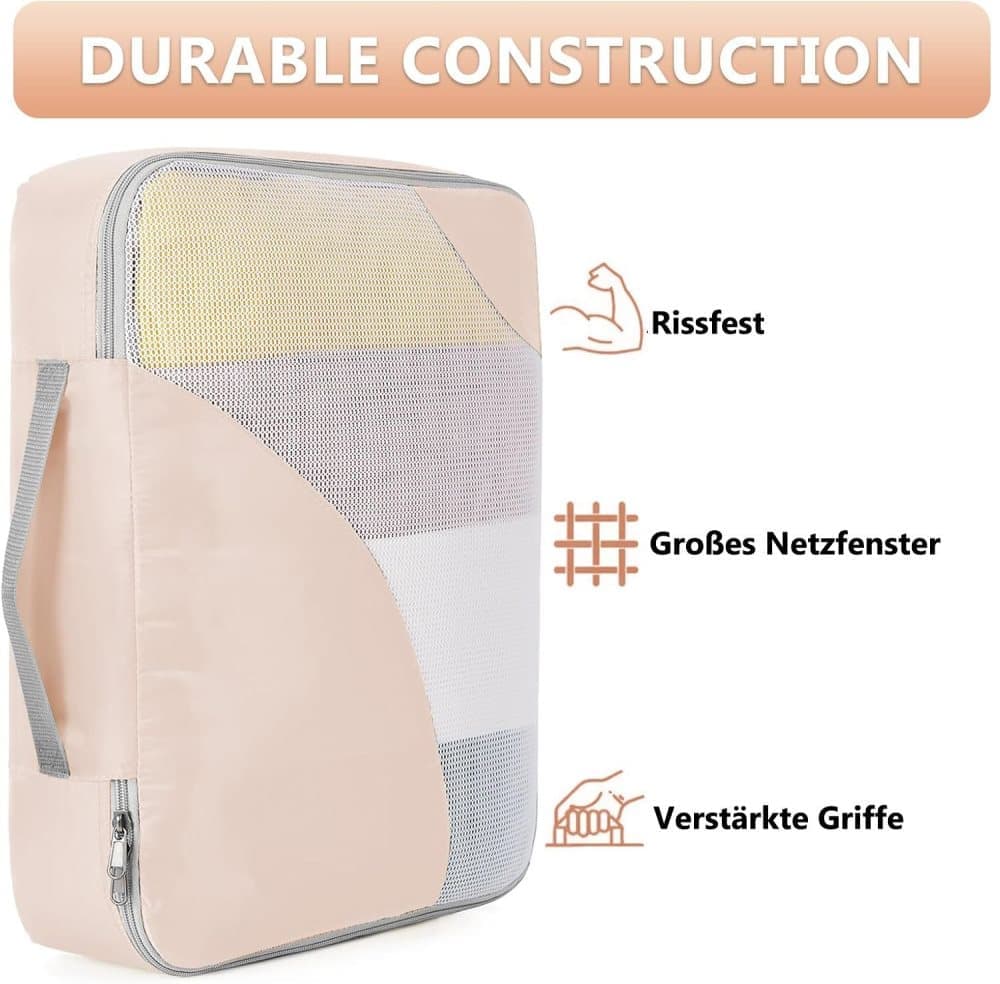 8-Piece Light Green Suitcase Organizer Set with Durable Packing Cubes and Shoe Bags, 8-Piece - Image 4