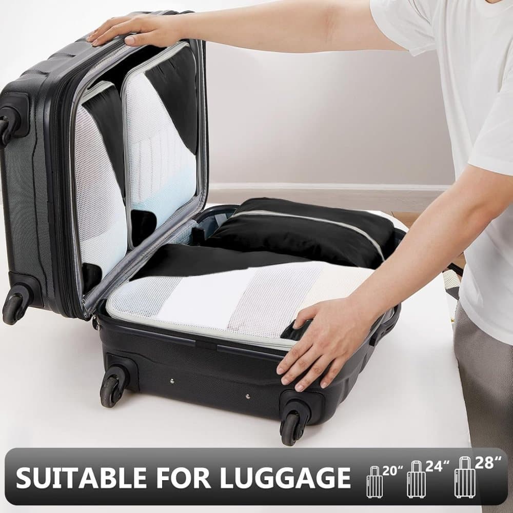 8-Piece Suitcase Organizer Set with Durable Packing Cubes and Clothing Shoe Bags, Black - Image 4