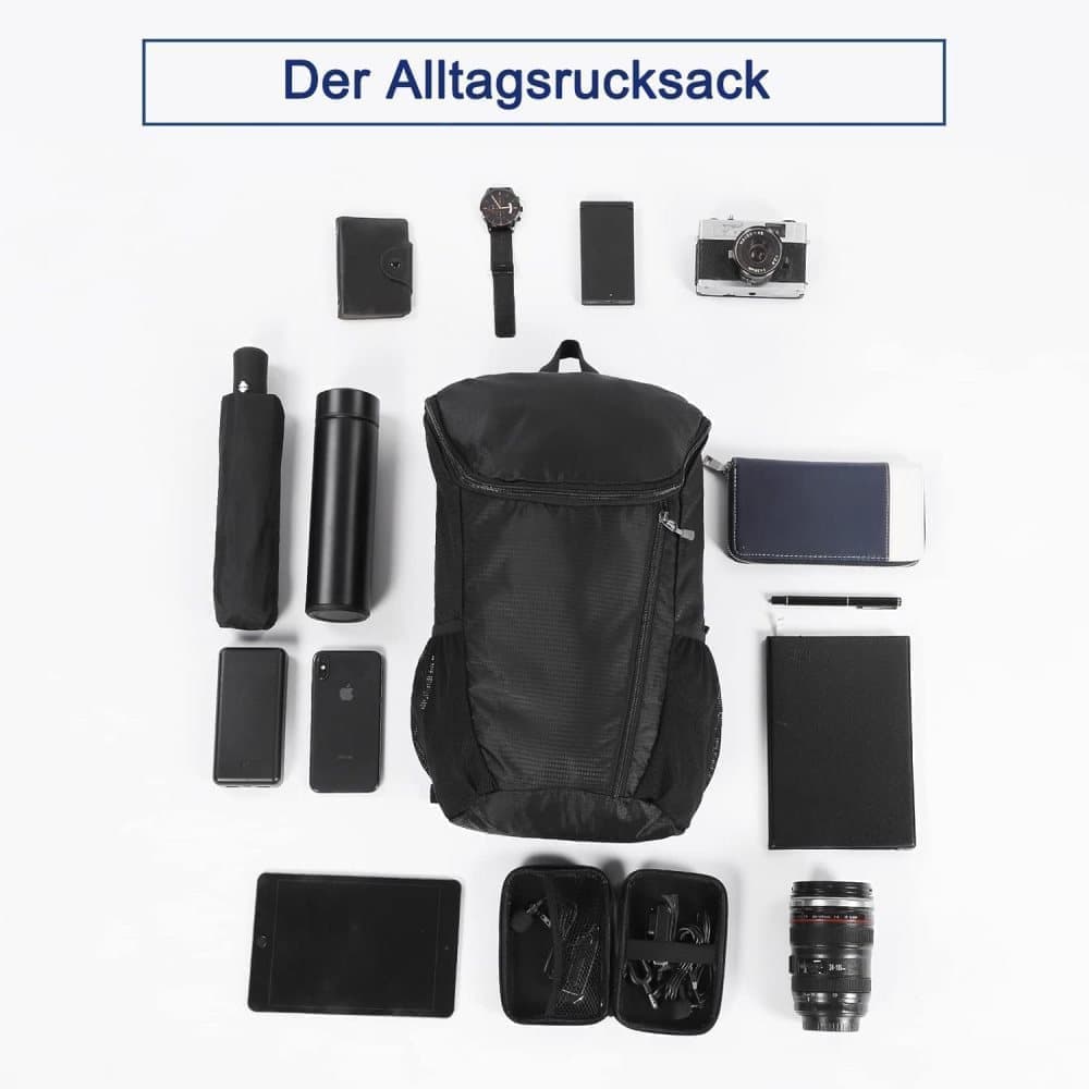 20L Lightweight Hiking Backpack Waterproof Durable Outdoor Backpack, Black - Image 5