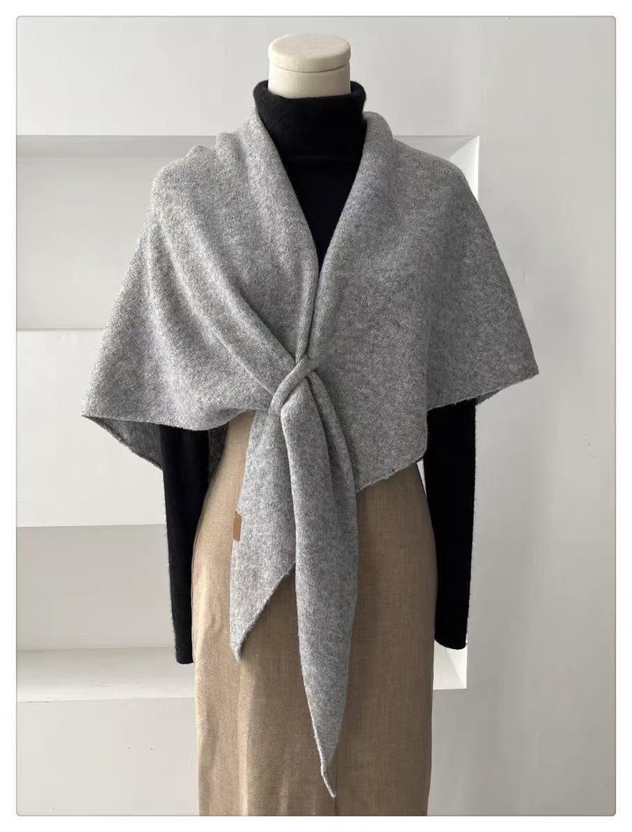 Women's Faux Cashmere Shawl Scarf Warm Extra-Long Triangular Wrap, 180 x 70 cm, Light Gray, Ideal for Party Wedding Evening Outfits - Image 2
