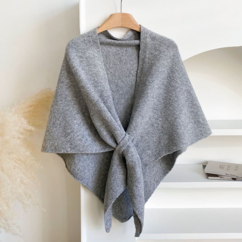 Women's Faux Cashmere Shawl Scarf Warm Extra-Long Triangular Wrap, 180 x 70 cm, Light Gray, Ideal for Party Wedding Evening Outfits - Image 3