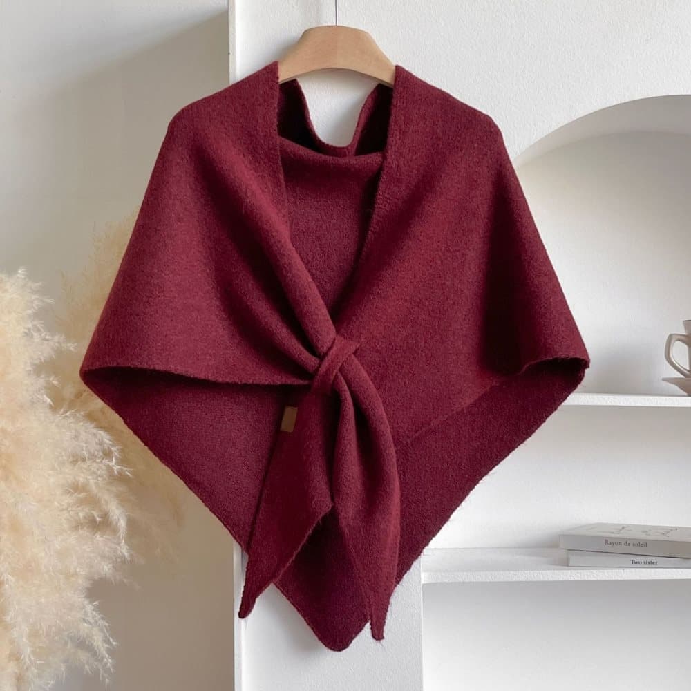 Women's Faux Cashmere Shawl Scarf Warm Extra-Long Triangular Wrap, 180 x 70 cm, Red, Ideal for Party Wedding Evening Outfits - Image 3
