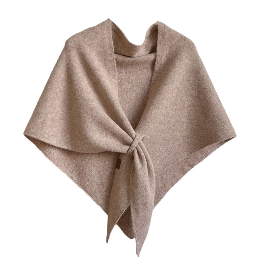 Women's Faux Cashmere Shawl Scarf Warm Extra-Long Triangular Wrap, 180 x 70 cm, Light Brown - Image 1