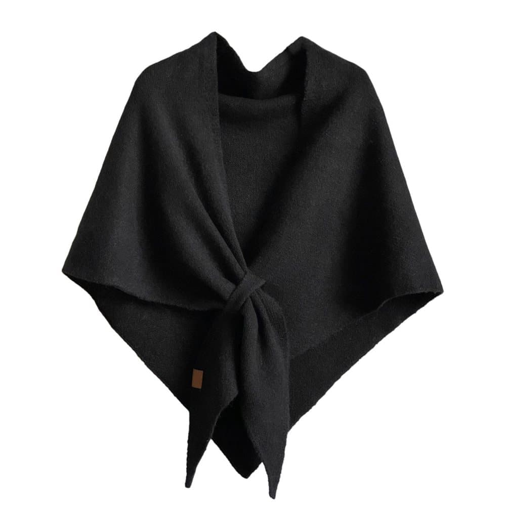 1 Black Women's Faux Cashmere Shawl Scarf, Extra-Long Large Triangular Wrap, 180 x 70 cm - Image 1