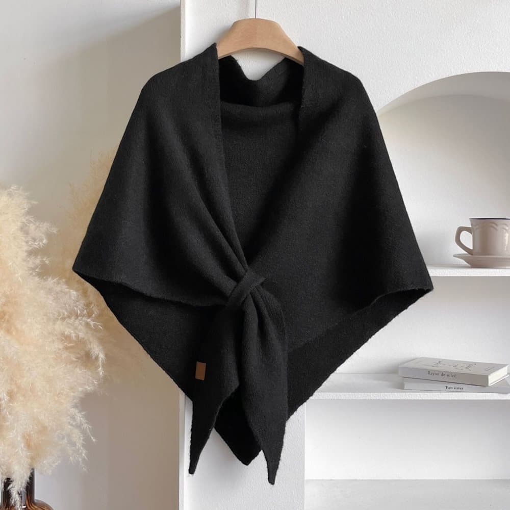 1 Black Women's Faux Cashmere Shawl Scarf, Extra-Long Large Triangular Wrap, 180 x 70 cm - Image 3