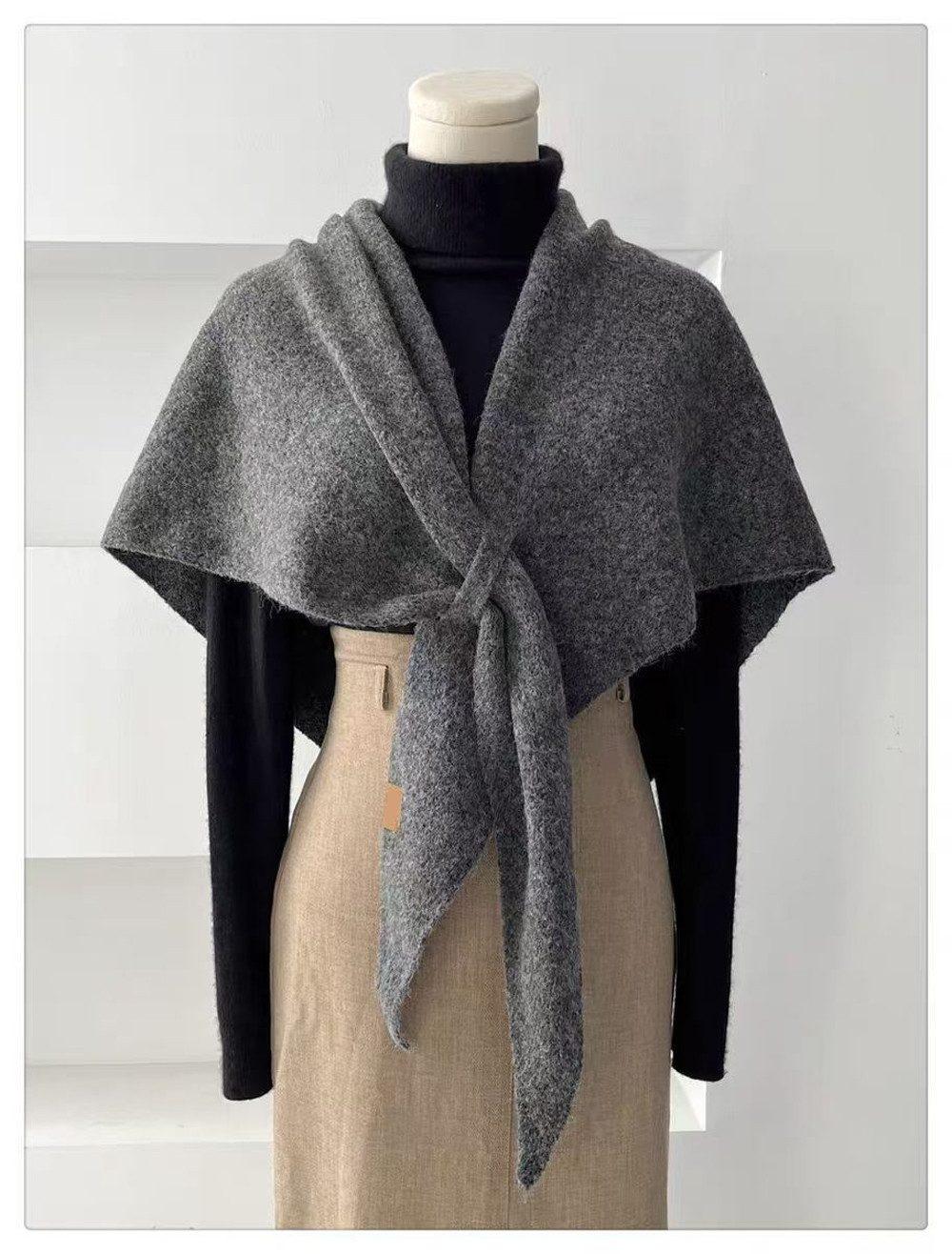 Women's Faux Cashmere Shawl Scarf Dark Gray, 180 x 70 cm, Extra-Long Large Triangular Wrap for Party Wedding Evening Outfits - Image 2