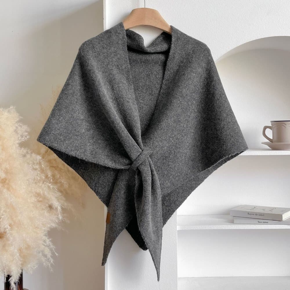 Women's Faux Cashmere Shawl Scarf Dark Gray, 180 x 70 cm, Extra-Long Large Triangular Wrap for Party Wedding Evening Outfits - Image 3