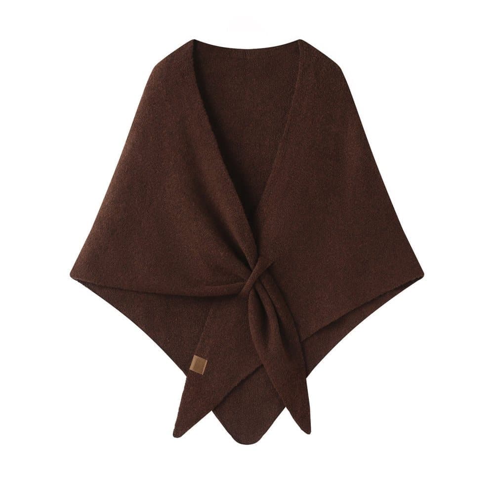 Faux Cashmere Shawl Scarf for Women, Warm Large Triangular Wrap, 180 x 70 cm, Brown, Ideal for Party Wedding Evening Outfits - Image 1