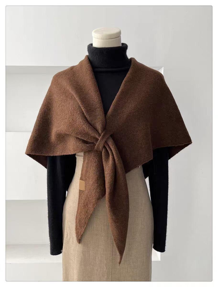 Faux Cashmere Shawl Scarf for Women, Warm Large Triangular Wrap, 180 x 70 cm, Brown, Ideal for Party Wedding Evening Outfits - Image 2