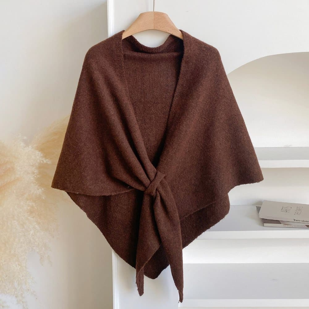 Faux Cashmere Shawl Scarf for Women, Warm Large Triangular Wrap, 180 x 70 cm, Brown, Ideal for Party Wedding Evening Outfits - Image 3