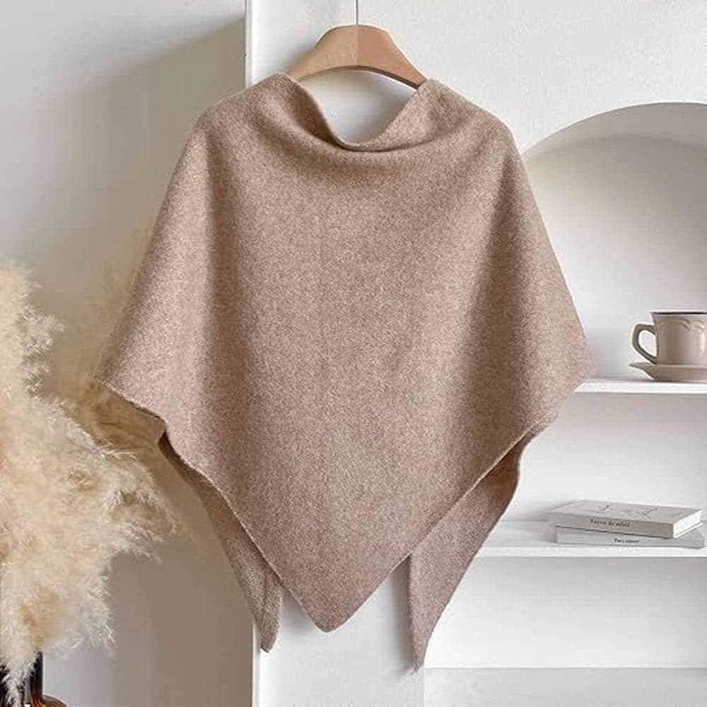 Women's Faux Cashmere Shawl Scarf Warm Extra-Long Large Triangular Wrap, 180 x 70 cm, Beige, Ideal for Party Wedding Evening Outfits - Image 8