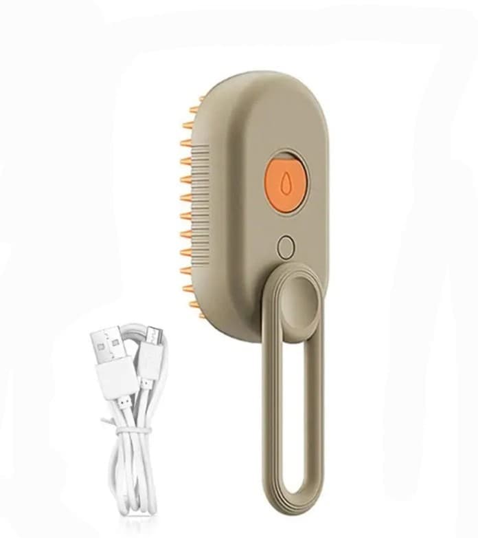 Pet Steam Brush for Cats and Dogs, Green Comb with Spray & Massage Function - Image 1