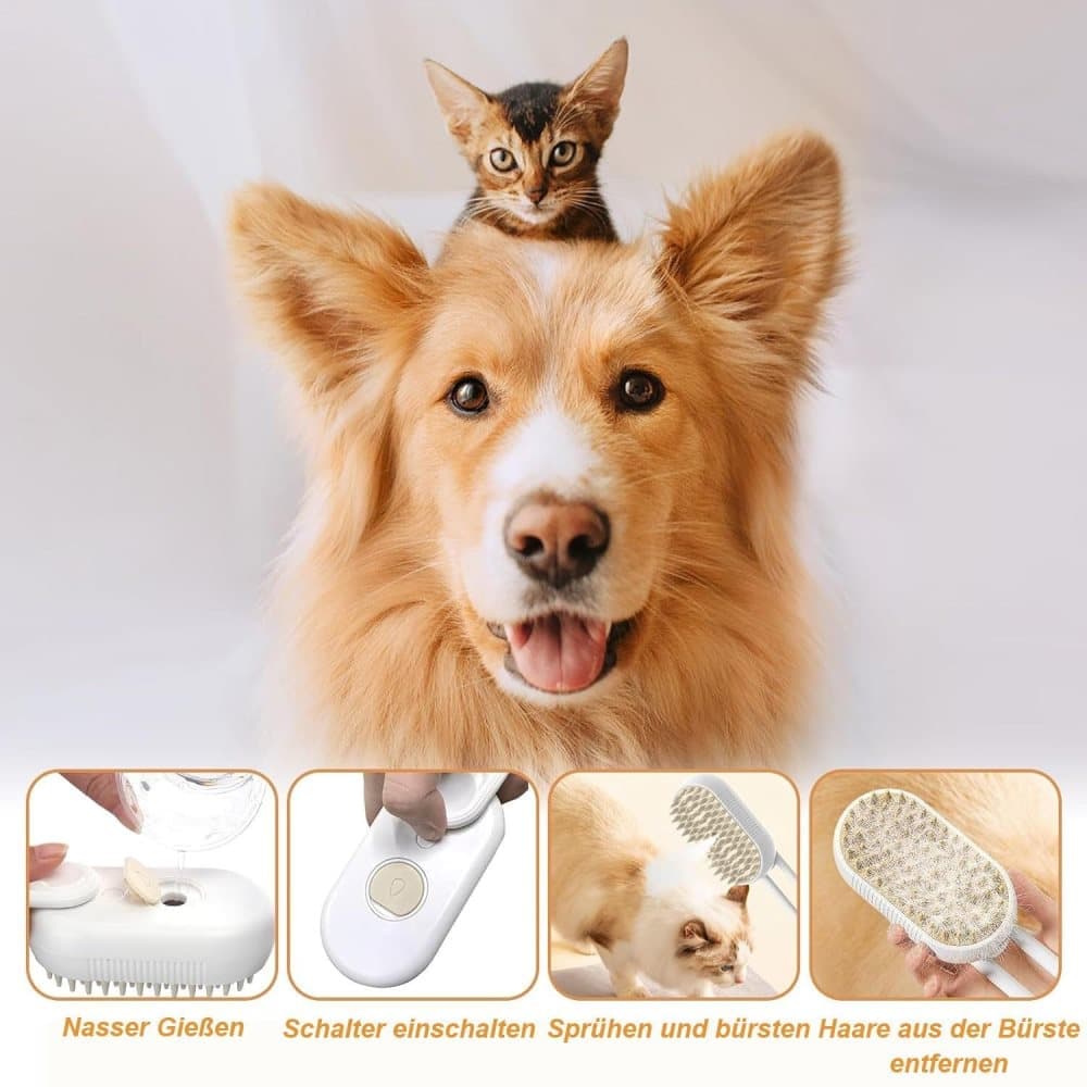 Pet Steam Brush for Cats and Dogs, Green Comb with Spray & Massage Function - Image 3
