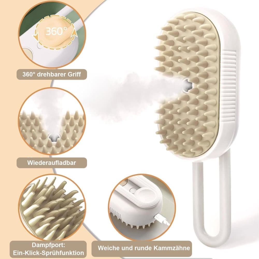 Pet Steam Brush for Cats and Dogs, Green Comb with Spray & Massage Function - Image 6