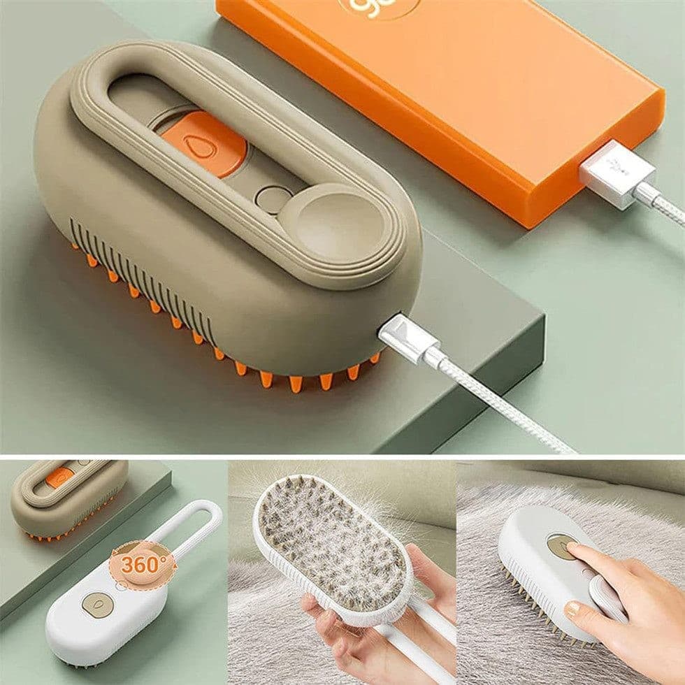 Pet Steam Brush for Cats and Dogs, Green Comb with Spray & Massage Function - Image 7