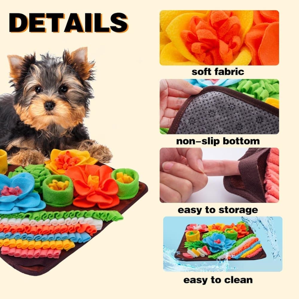 Interactive Slow Feeding Snuff Mat for Dogs, Portable Foraging Training Mat, Brown - Image 2