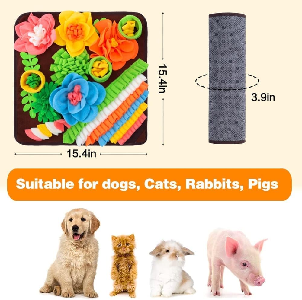 Interactive Slow Feeding Snuff Mat for Dogs, Portable Foraging Training Mat, Brown - Image 3
