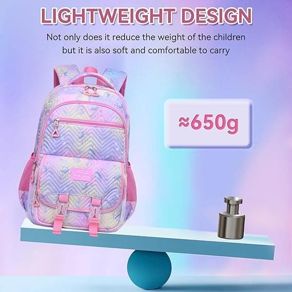 3-Piece Girls Backpack Set with Pencil Case and Lunch Bag, Pink, for Elementary & Teenage Students - Image 7