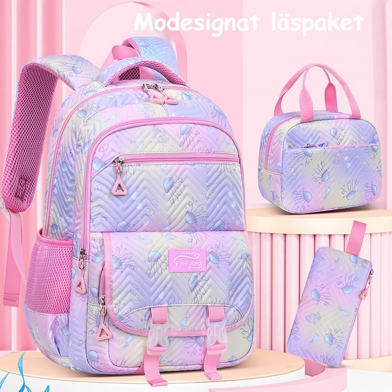 3-Piece Girls Backpack Set with Pencil Case and Lunch Bag, Pink, for Elementary & Teenage Students - Image 8
