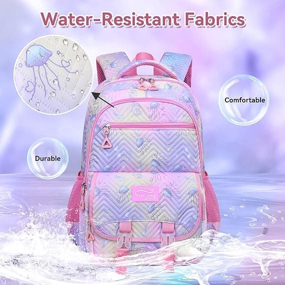 3-Piece Girls Backpack Set with Pencil Case and Lunch Bag, Purple, for Elementary & Teenage Students - Image 3