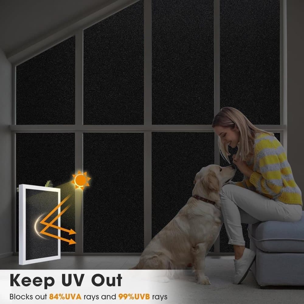 Blackout Window Film Self-Adhesive Privacy UV Protection Static Cling No Glue, 60x500cm - Image 3