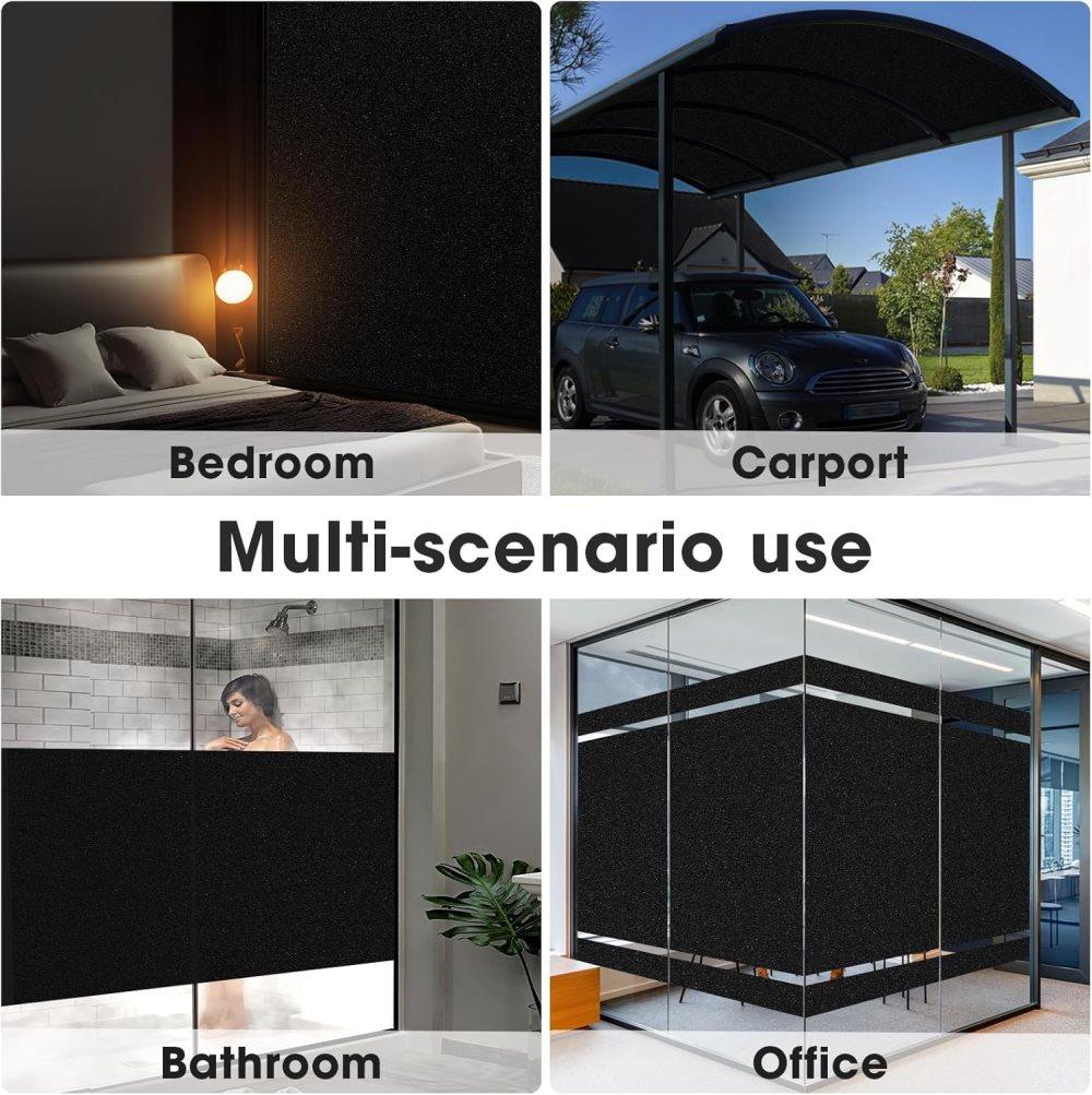 Blackout Window Film Self-Adhesive Privacy UV Protection Static Cling No Glue, 60x500cm - Image 7