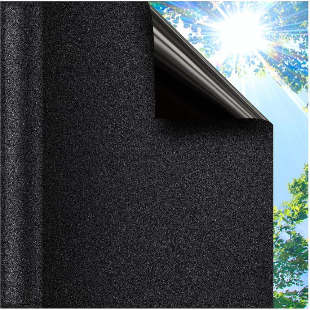 Blackout Window Film 45x500cm, Self-Adhesive Privacy UV Protection Static Cling No Glue, Black - Image 1
