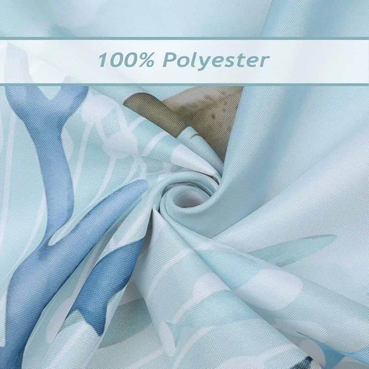 Waterproof Shower Curtain with Sea Turtle and Dolphin Motif, Mildew Resistant, Light Blue, 180x180cm - Image 5