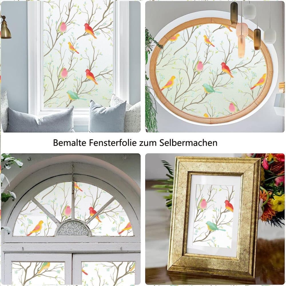 Privacy Protection Static Window Film with Bird Motif, UV and Blackout, for Living Rooms and Offices - Image 7