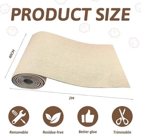 Self-adhesive cat scratching board wall and sofa protector DIY corner mat for cats, 40cm x 200cm, compatible with Wood - Image 2