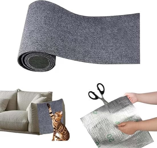 40cm x 200cm Self-Adhesive Cat Scratching Board, Wall and Sofa Protector, DIY Corner Mat for Cats, Dark Gray - Image 1