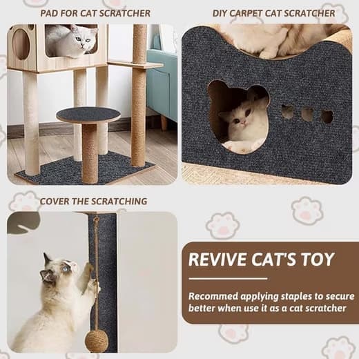 40cm x 200cm Self-Adhesive Cat Scratching Board, Wall and Sofa Protector, DIY Corner Mat for Cats, Dark Gray - Image 4