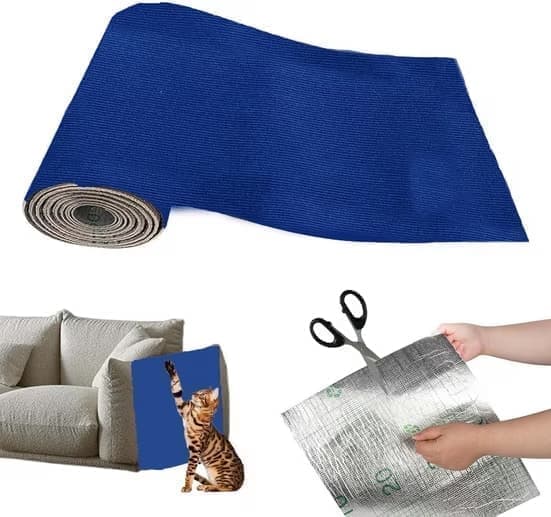 40cm x 200cm Self-Adhesive Cat Scratching Board Wall Protector for Sofa and Corners, Dark Blue DIY Cat Scratching Mat - Image 1