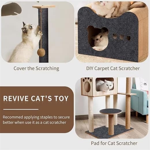 40cm x 200cm Self-Adhesive Cat Scratching Board Wall Protector for Sofa and Corners, Dark Blue DIY Cat Scratching Mat - Image 3