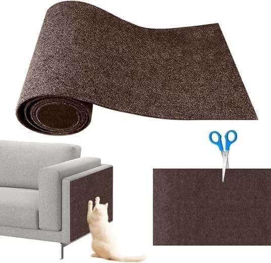 Self-Adhesive Cat Scratching Board Wall and Sofa Protector DIY Corner Mat for Cats, 40cm x 200cm, Brown - Image 1