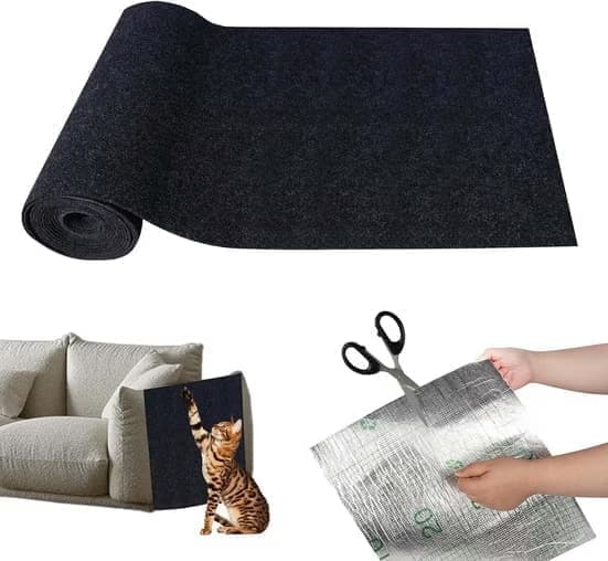 1 Pack Self-Adhesive Cat Scratching Board Wall Protector for Cats, DIY Corner Mat, 40cm x 200cm, Black - Image 1